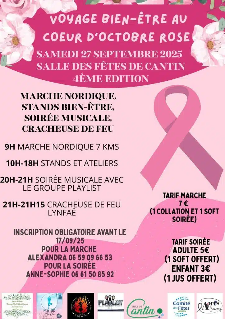 Affiche du Voyage au cœur du bien-être, Octobre Rose, Cantin, 27 septembre 2025